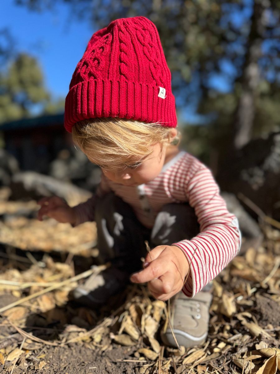 Arcadia Cable Knit Beanie- Red