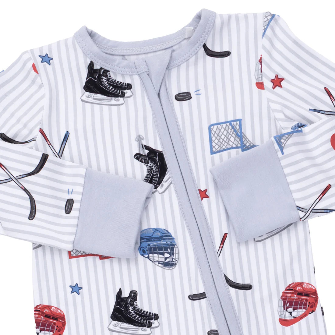 Convertible 2-Way Zipper Romper- Hockey Stripe