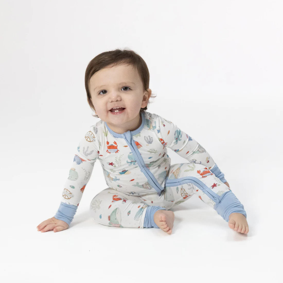 Convertible 2-Way Zipper Romper- Sailor Sea Creatures