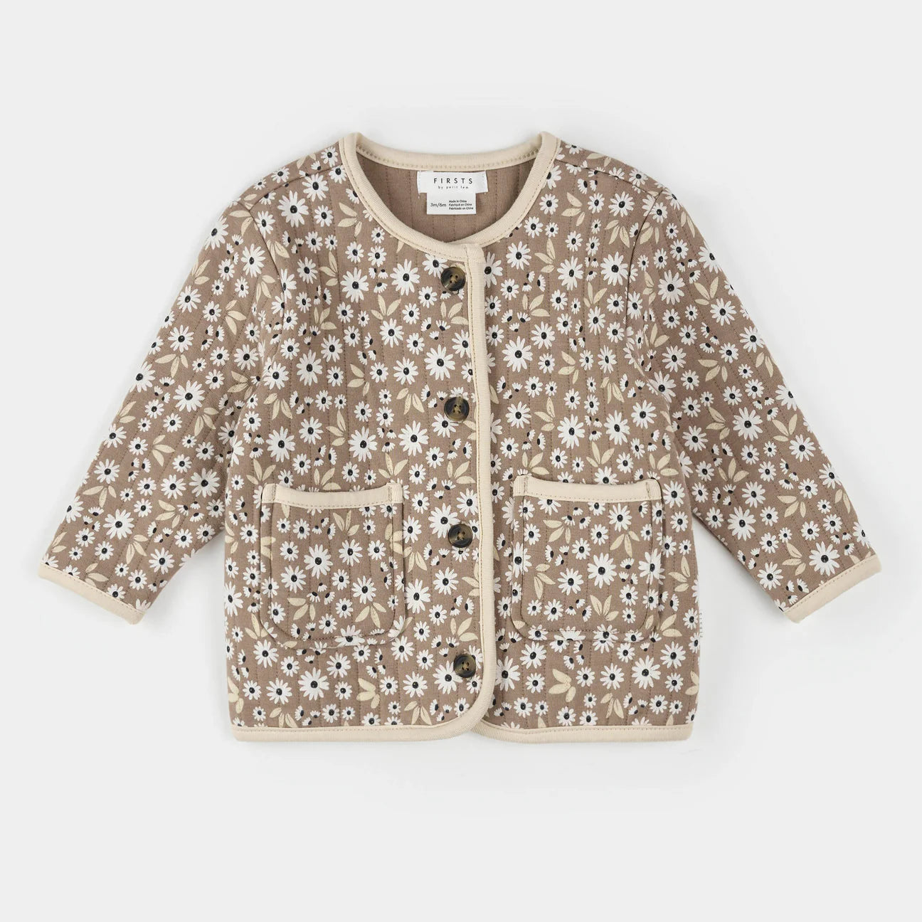 Sand Dune Daisy Print Quilted Cardigan