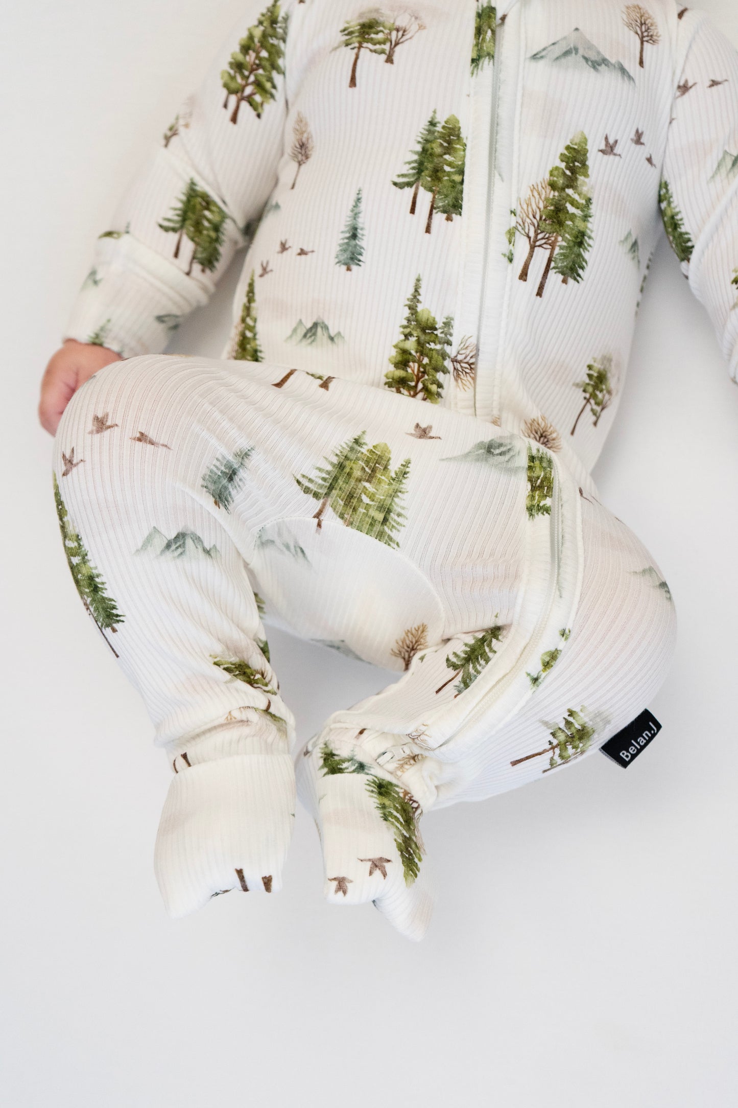 Ribbed Bamboo Footless Zipper Sleeper- Misty Forest