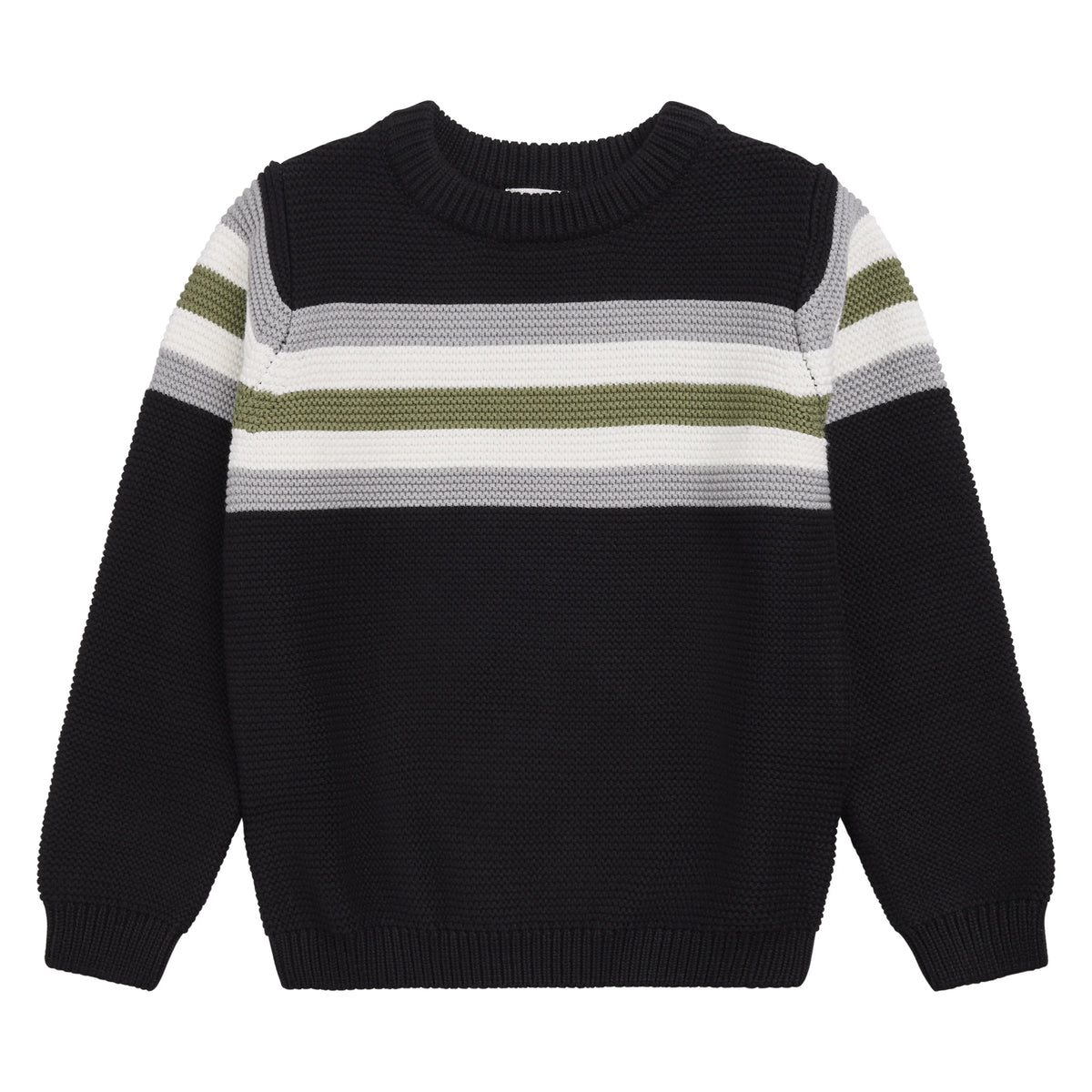 Organic Cotton Black & Smoke Stripe Knit Sweater