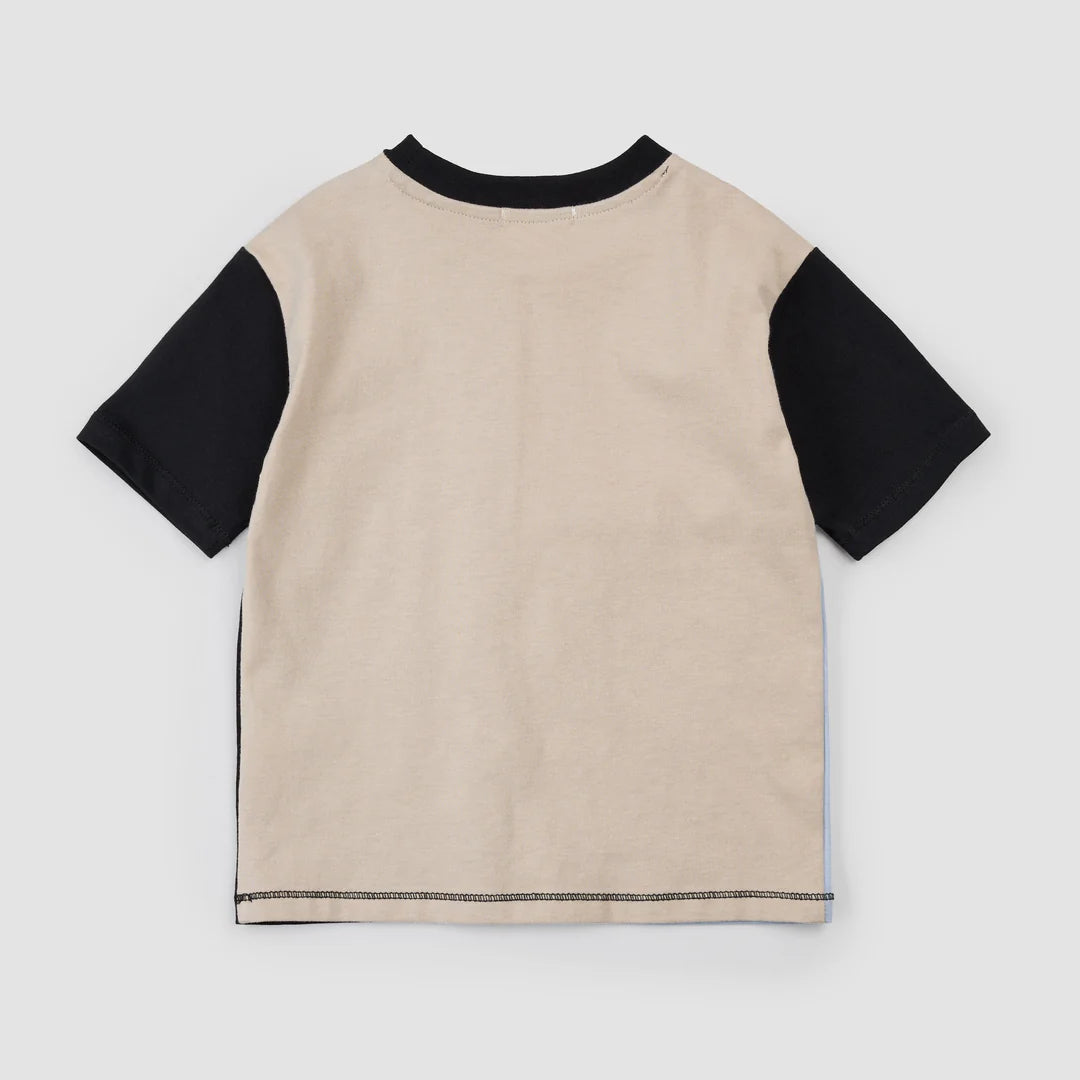 Taupe & Black Colourblock Tee