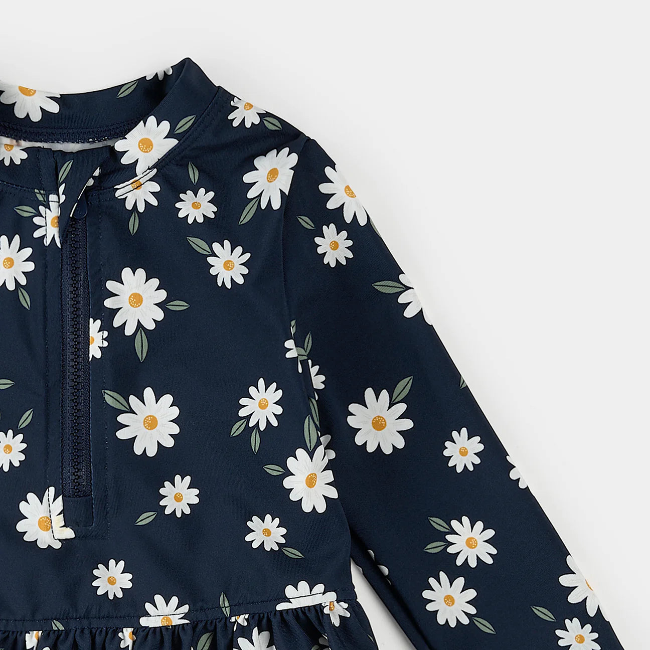 Navy Daisies Baby Ruffle Rashguard Set
