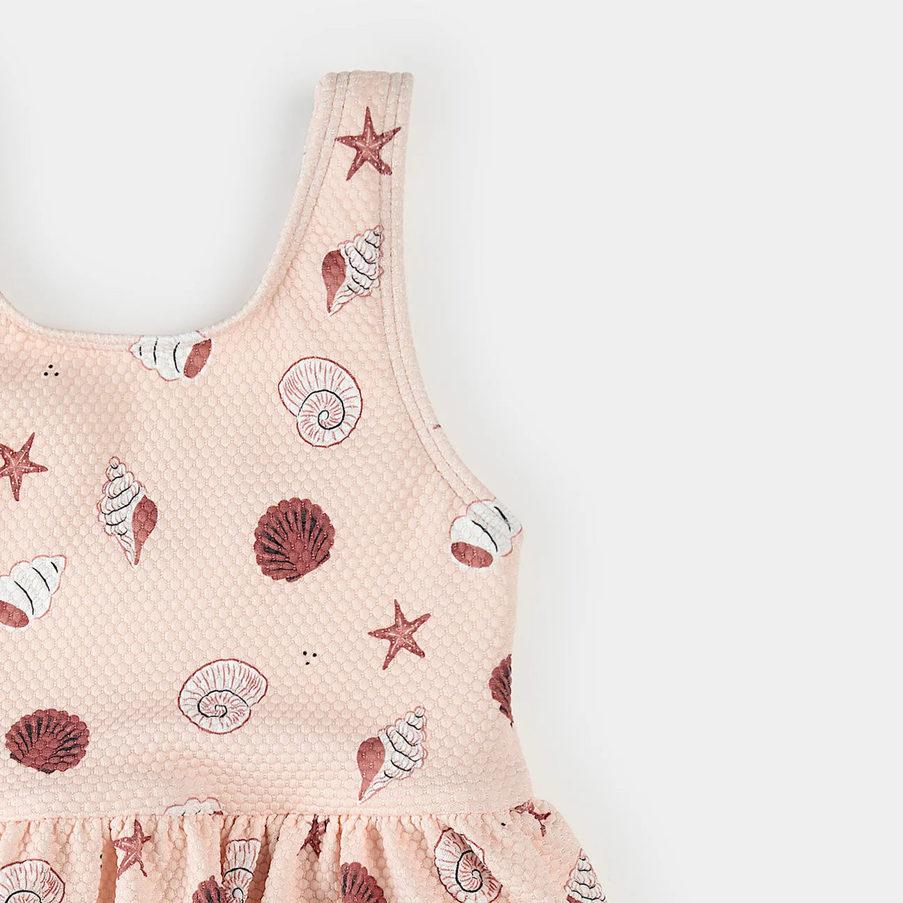 Pink Seashells Peplum Kids Swimsuit