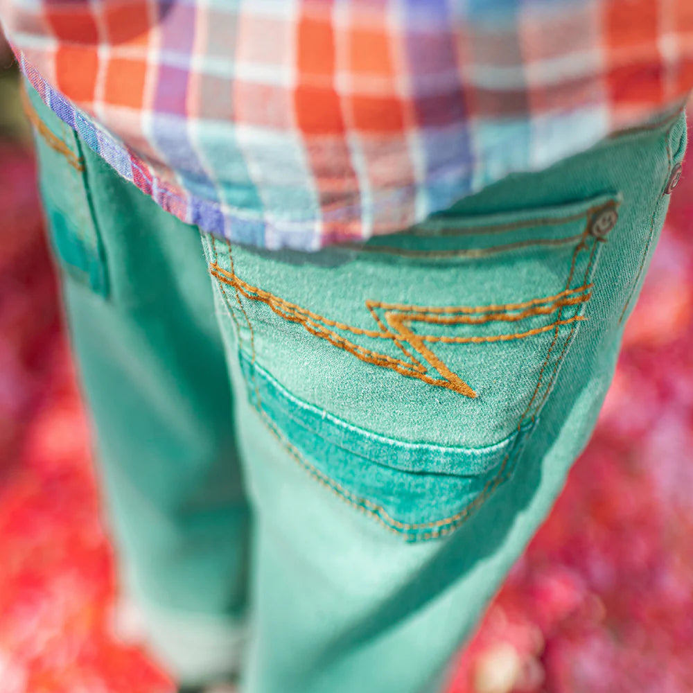 Turquoise Stretch Denim Pants