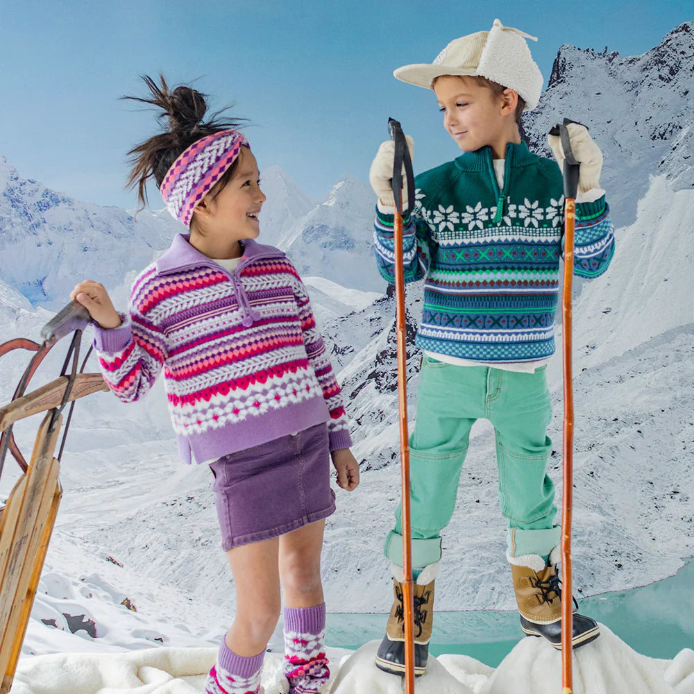 Nordic Purple Quarter Zip Knit Sweater