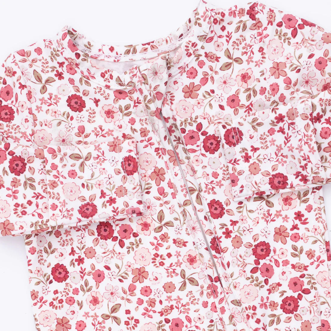 Ruffle Back 2-Way Zipper Footie- Serene Floral