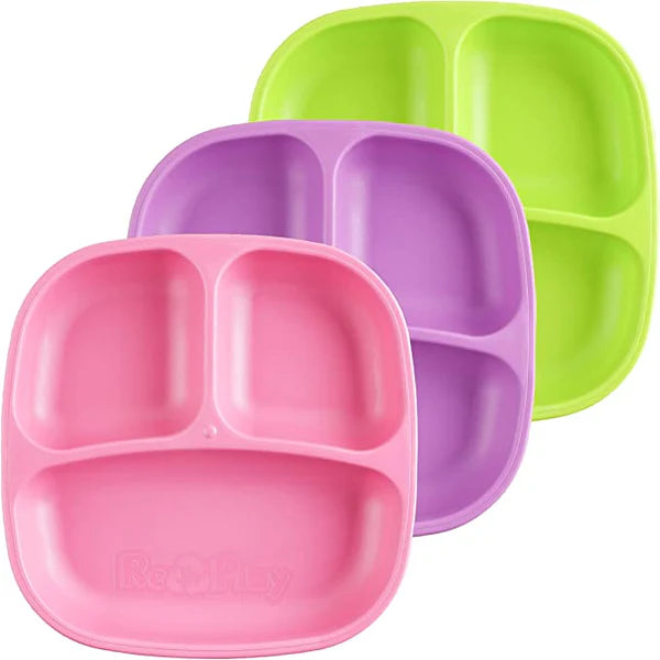 Re-Play Divided Plate 3pk.- Bright Pink/Lime/Purple