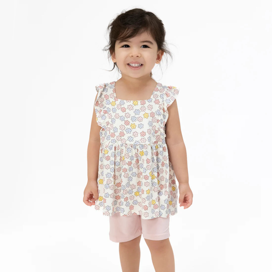 Bamboo Ruffle Tank & Bike Short Set- Sarah Floral