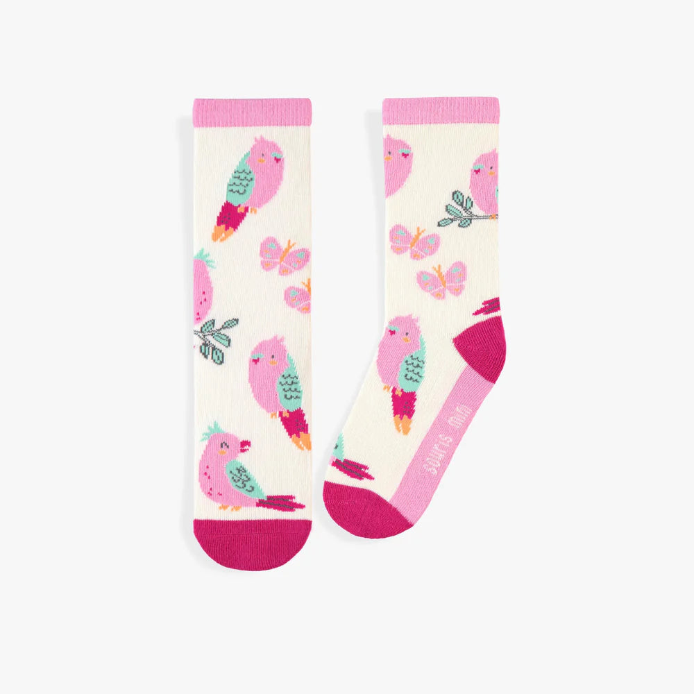 Pink Tropical Birds Socks