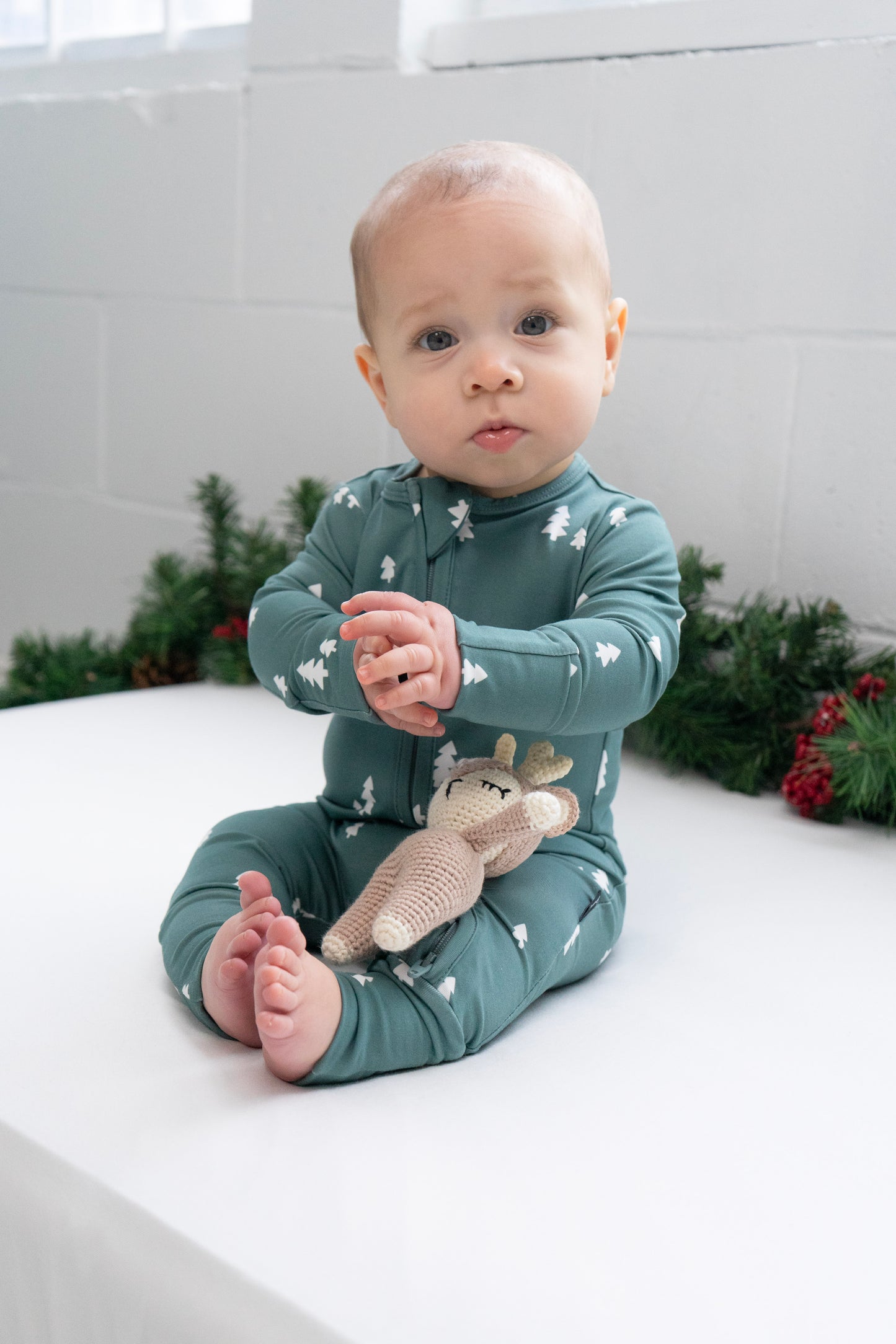 Bamboo Footless Zipper Sleeper- Tiny Trees