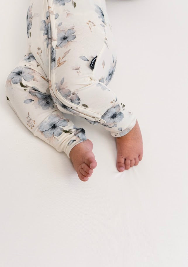 Bamboo Footless Zipper Sleeper- Frosty Floral