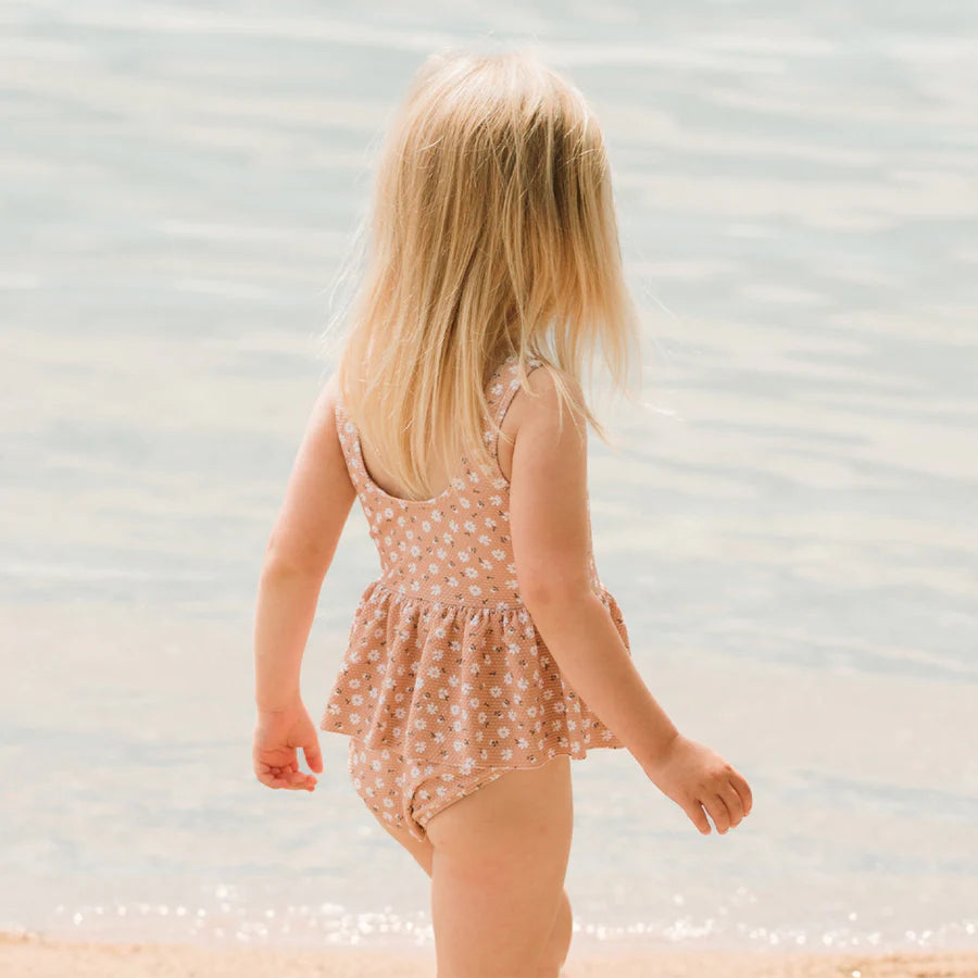Ditsy Daisies 1pc. Peplum Kids Swimsuit