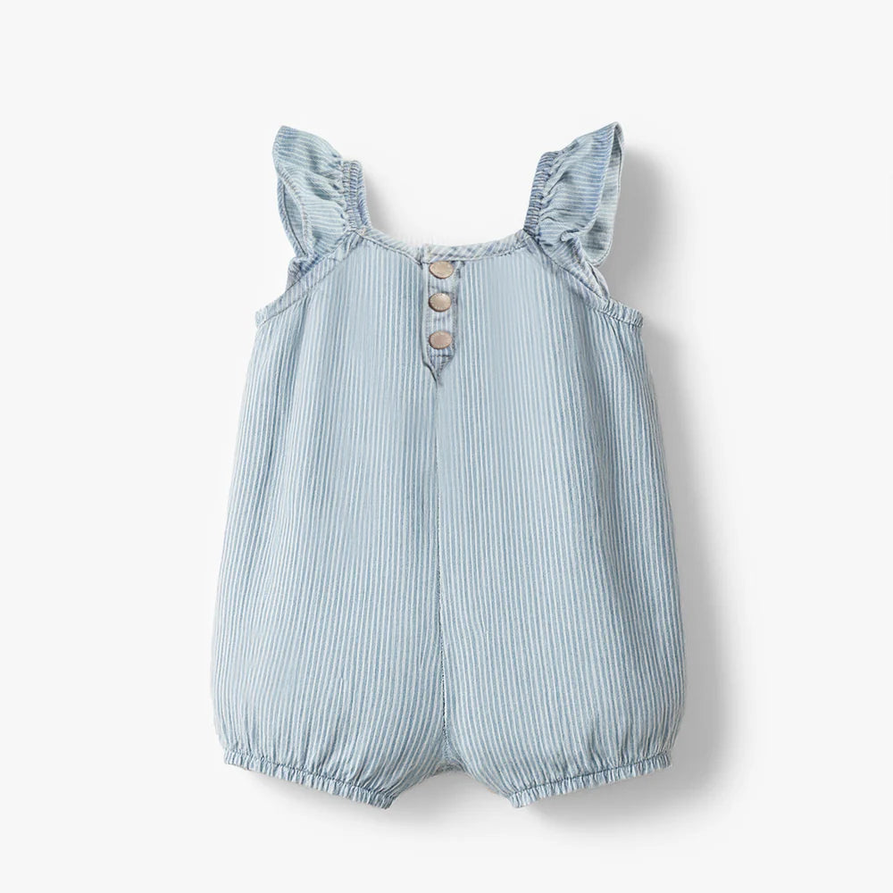 Light Blue Stripe Ruffle Romper
