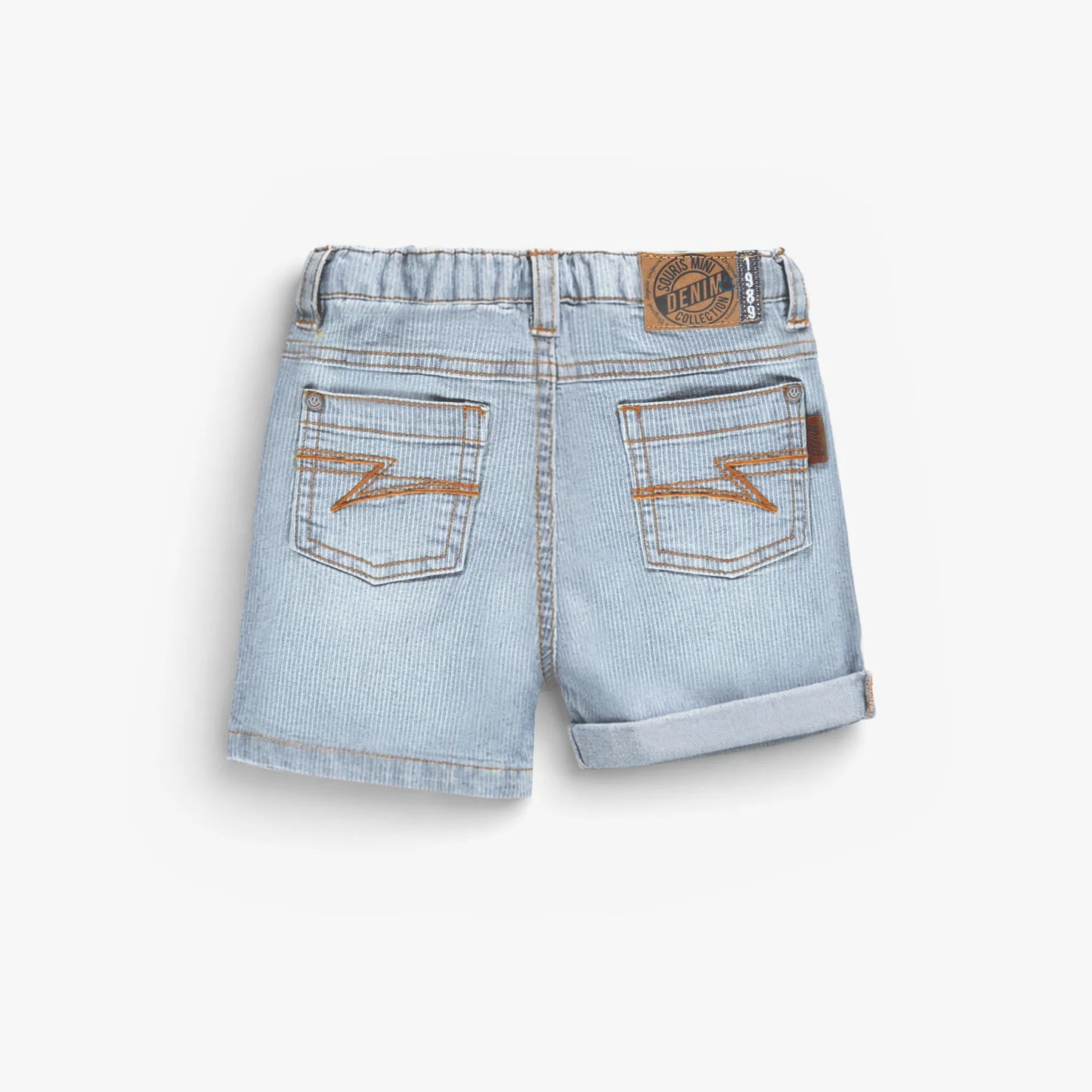 Light Blue Striped Denim Bermuda Shorts