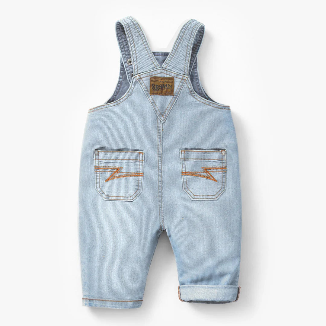 Light Blue Striped Baby Overalls