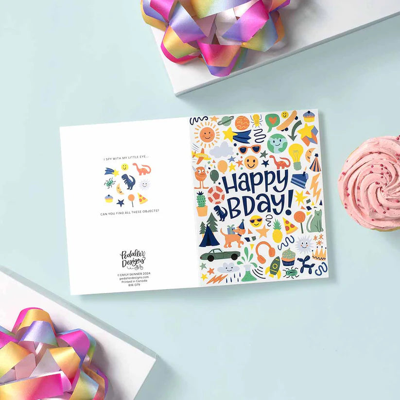 Eye Spy Blue Birthday Card