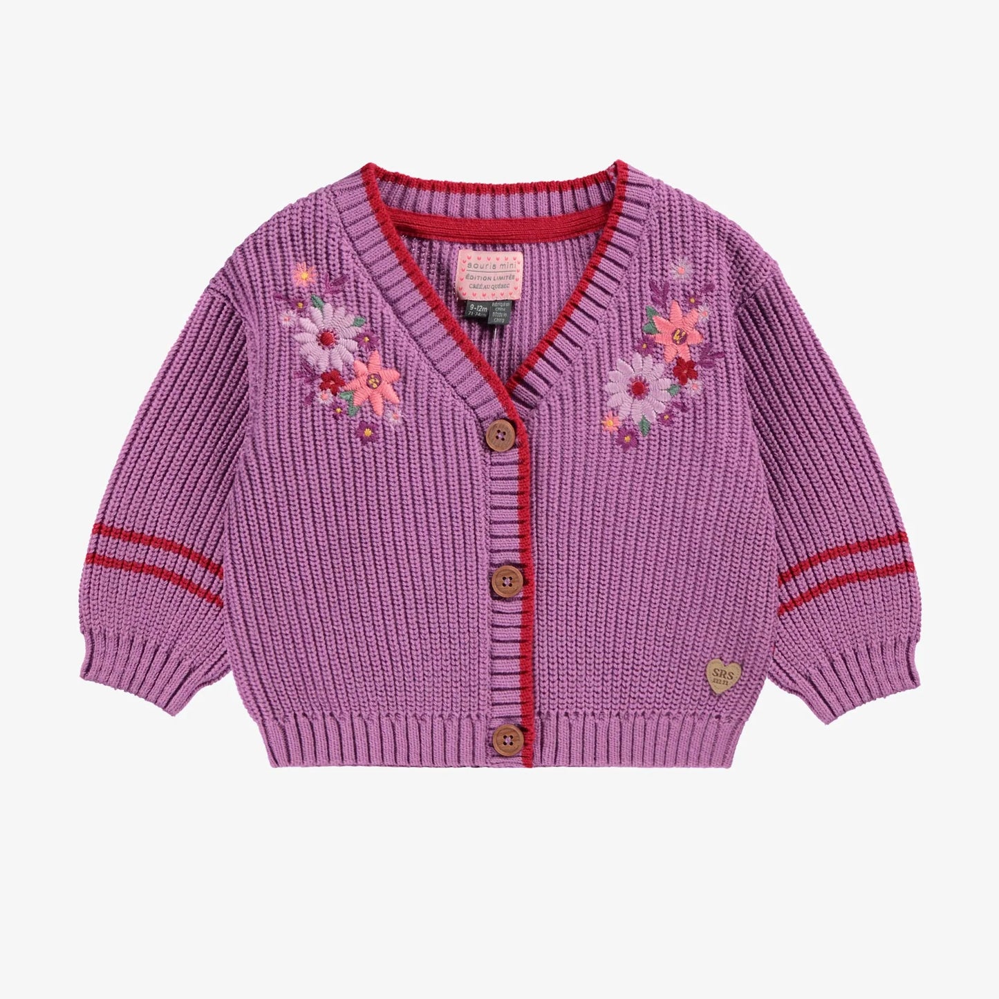 Purple Floral Toddler Knit Cardigan