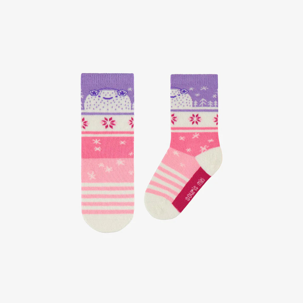 Pink & Purple Yeti Baby Socks