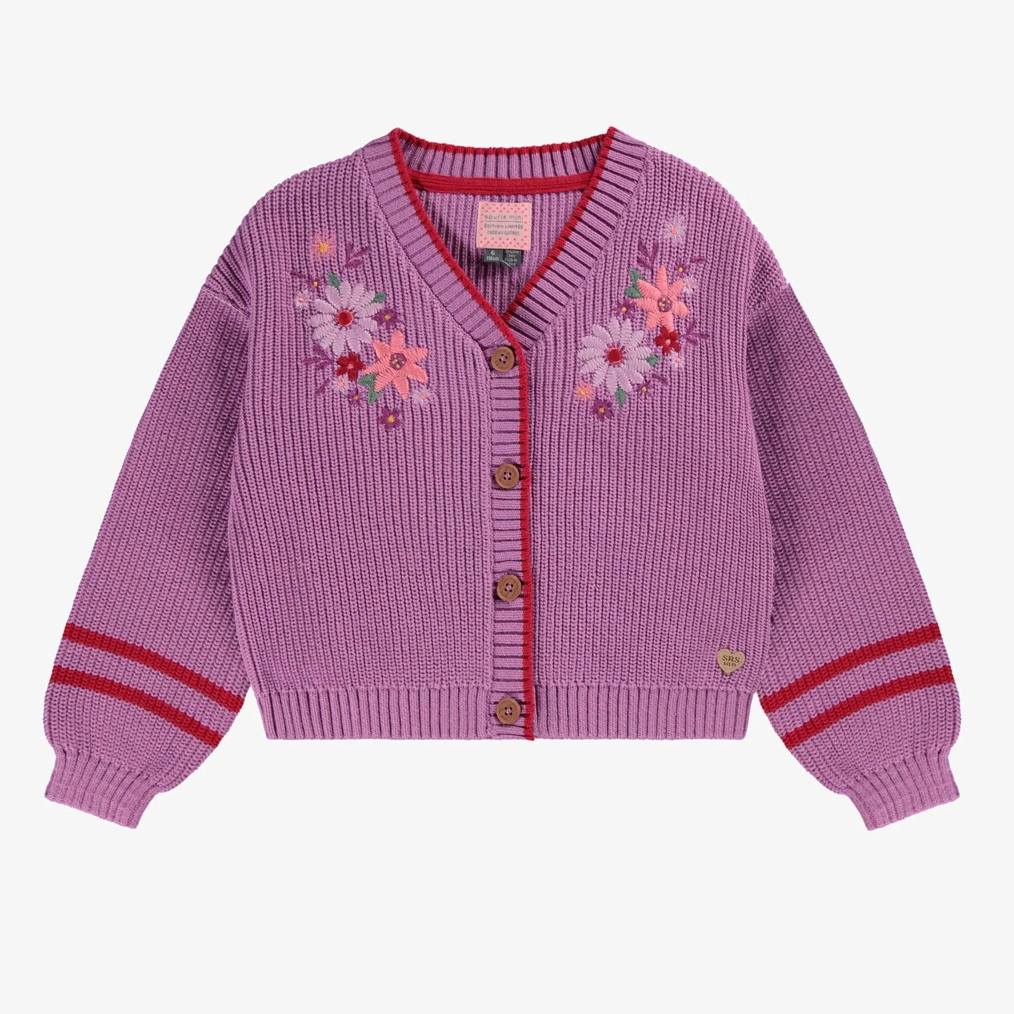 Purple Floral Knit Cardigan