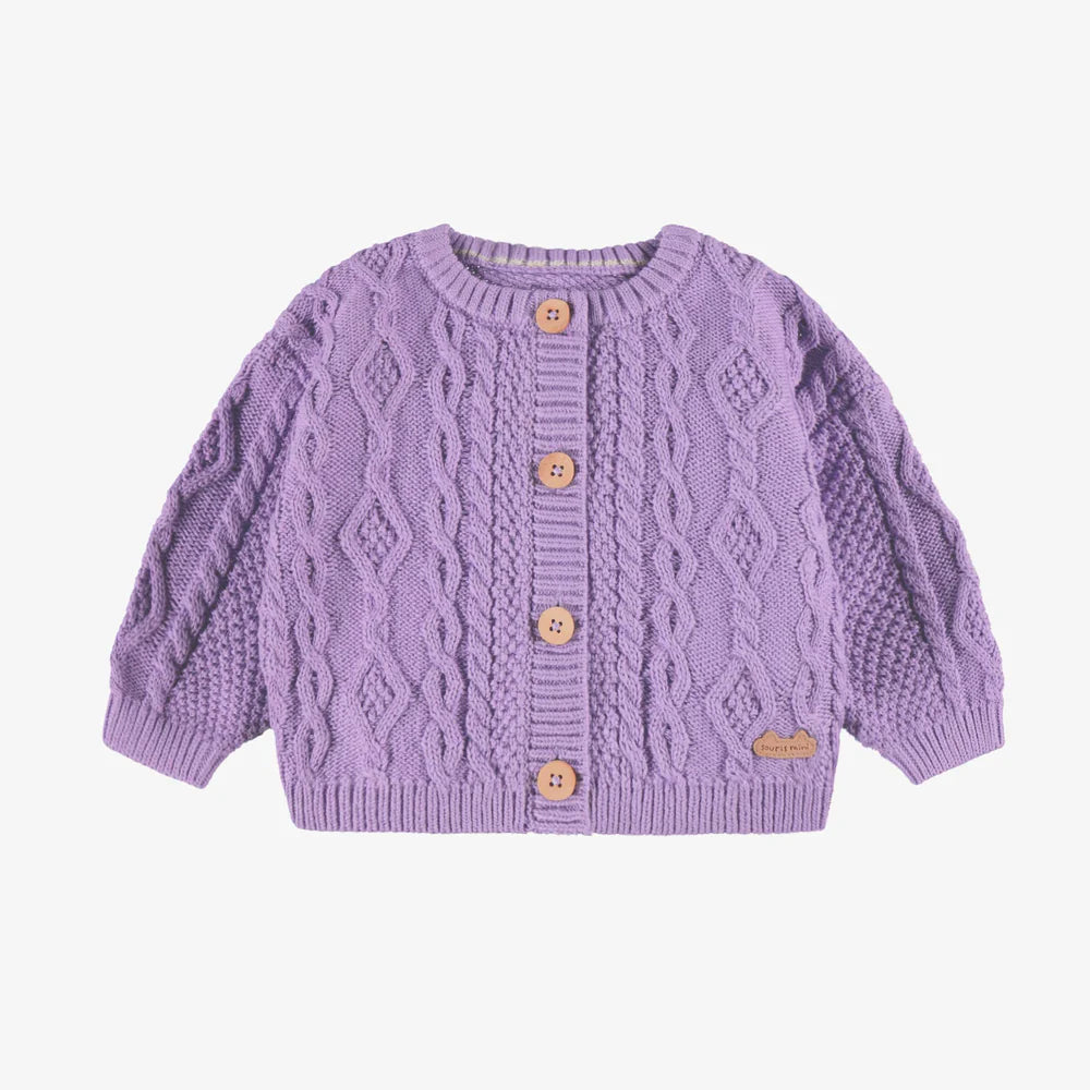 Violet Cable Knit Baby Cardigan