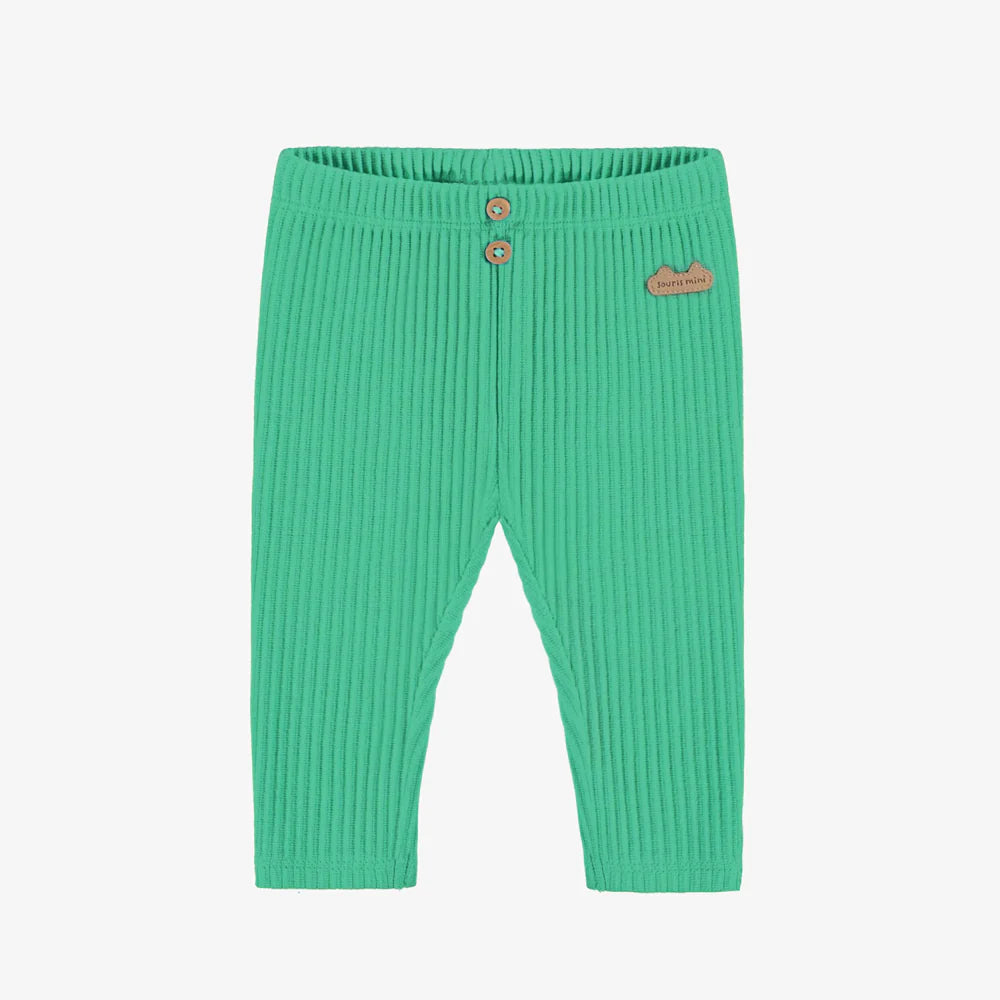 Green Ribbed Baby Leggings