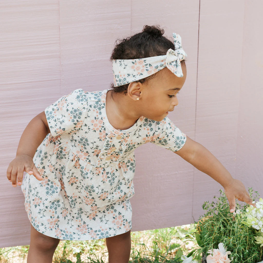 Spring Flowers on Creme Bodysuit Dress