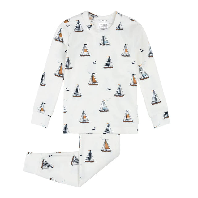 Sailboats on Ivory Toddler PJ Set