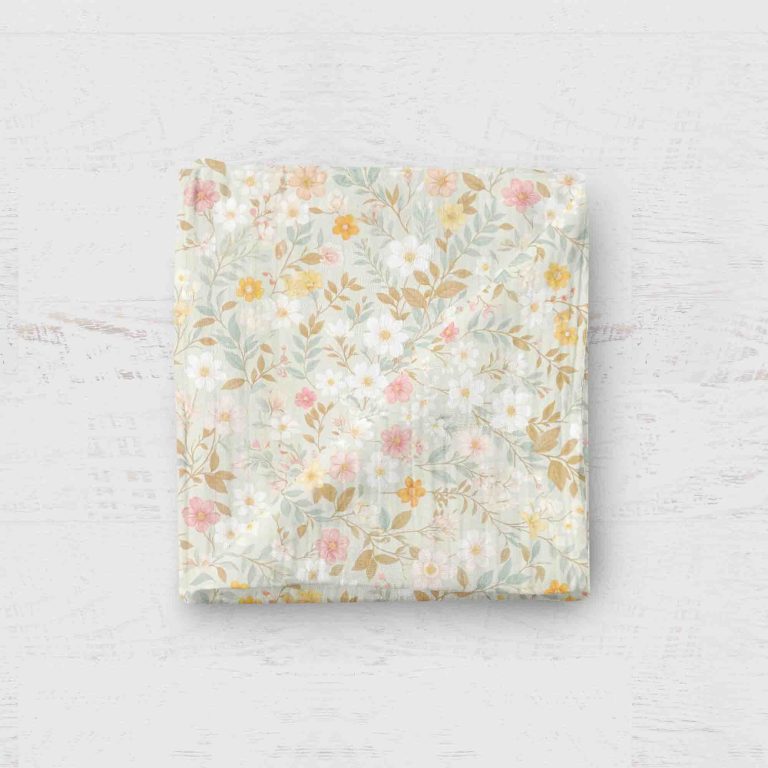 Bamboo Muslin Swaddle Blanket- Vintage Flowers