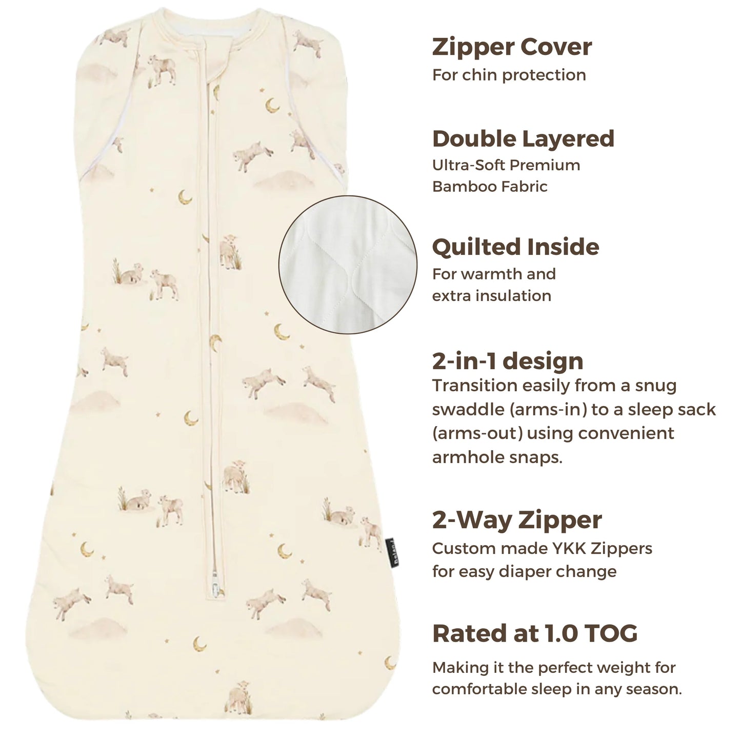 1.0 TOG Convertible Swaddle Sack- Little Lambs
