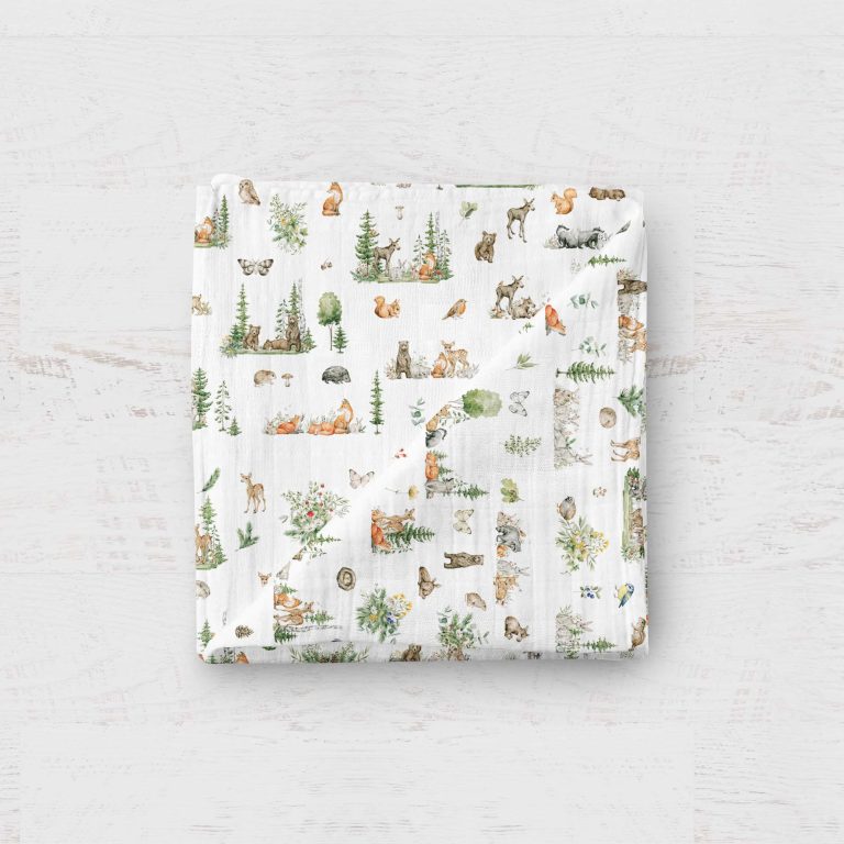 Bamboo Muslin Swaddle Blanket- Living Forest