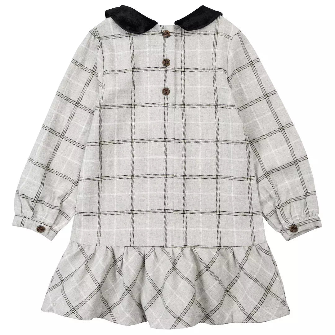 Grey Plaid Peplum Flannel Dress