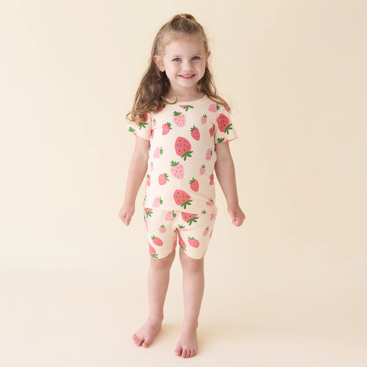 Organic Kids Shortie Pajamas- Strawberries