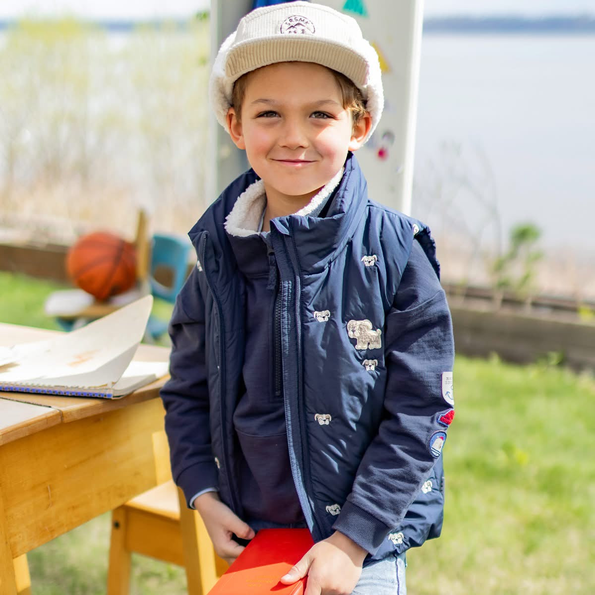 Navy Blue Bulldog Puffer Vest