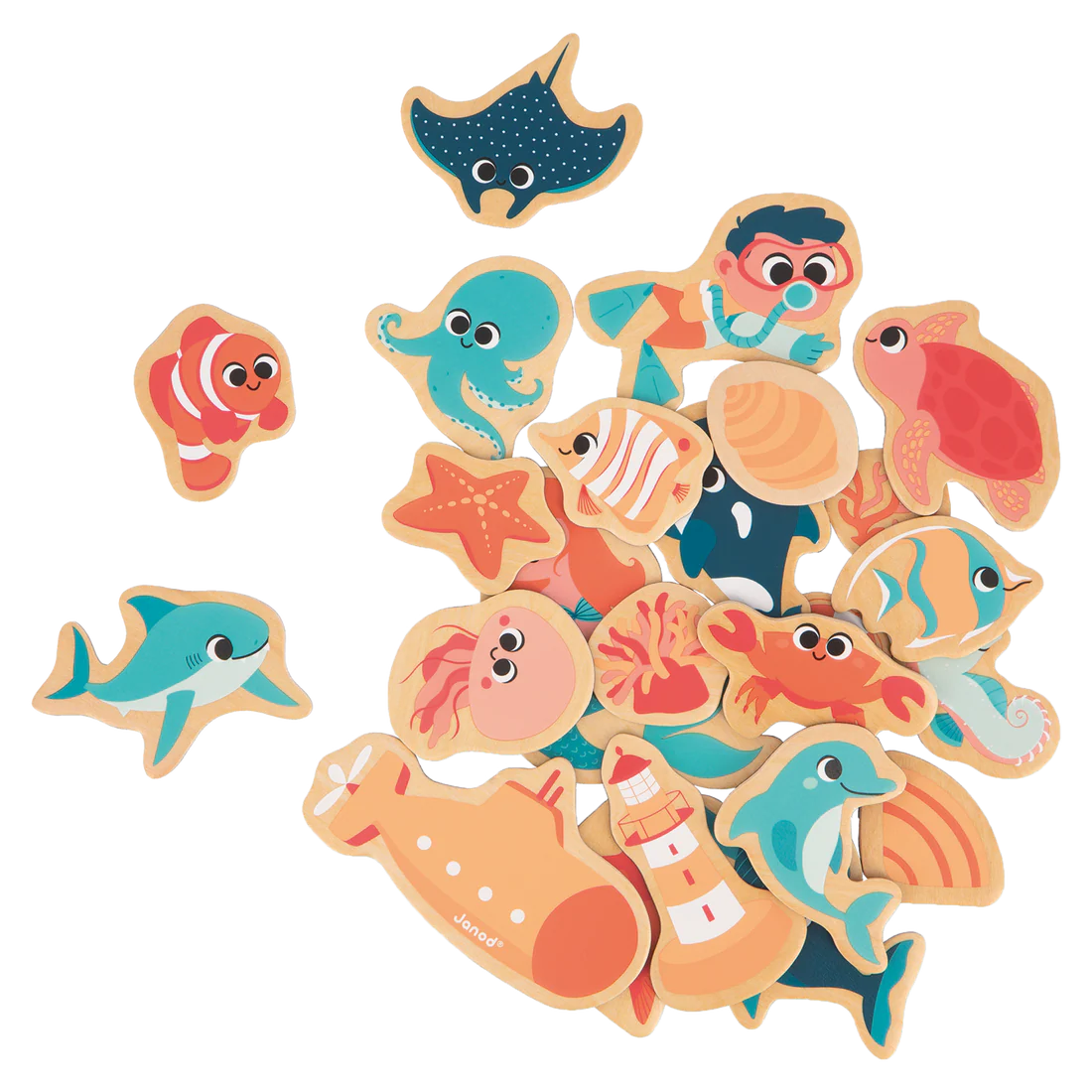 Wooden Sea Life Magnet Set