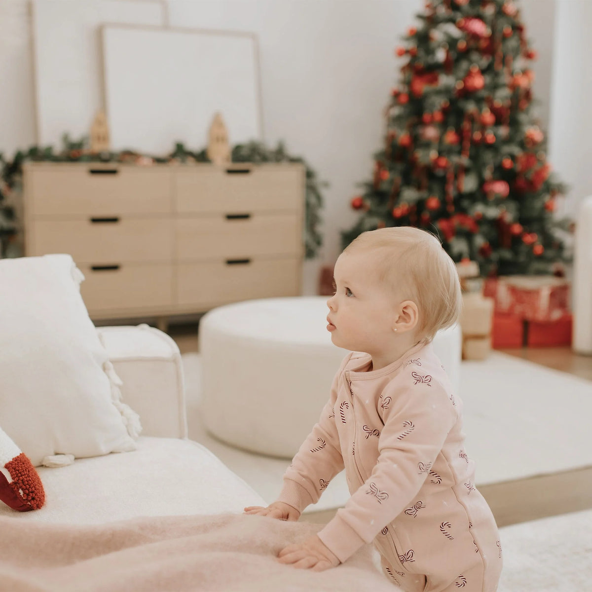 Candy Cane Dreams Rose Fleece Playsuit