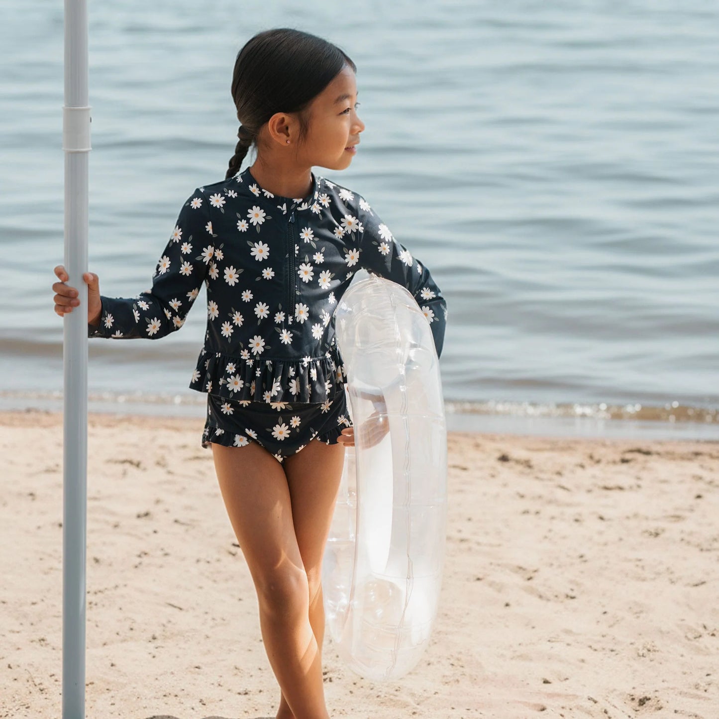 Navy Daisies Ruffle Rashguard Set