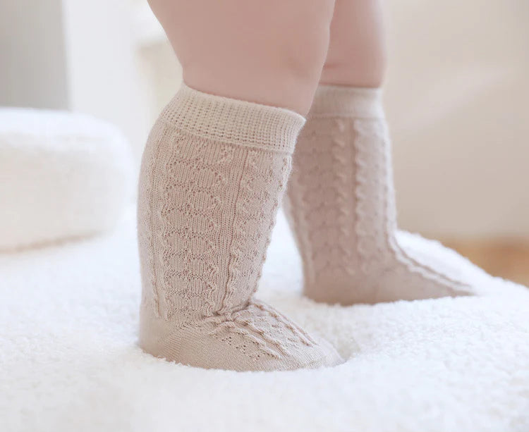 Textured Cotton Crew Socks 3pk.- Pink/Cream/Oat