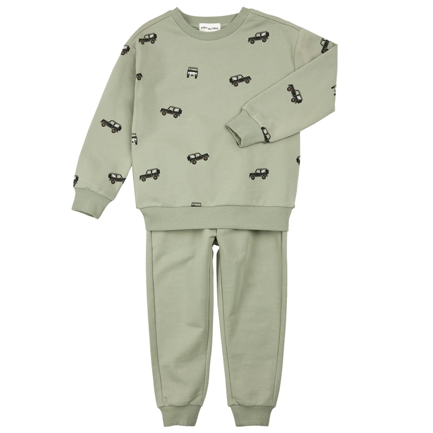 Off-Roading Print on Sage Baby Set