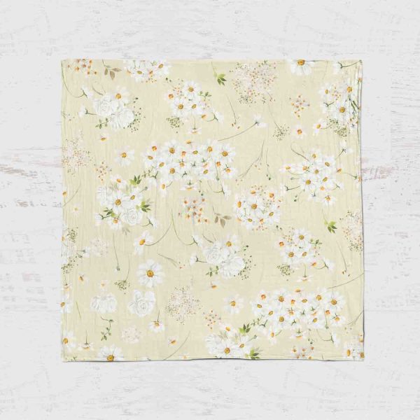 Bamboo Muslin Swaddle Blanket- Daisy