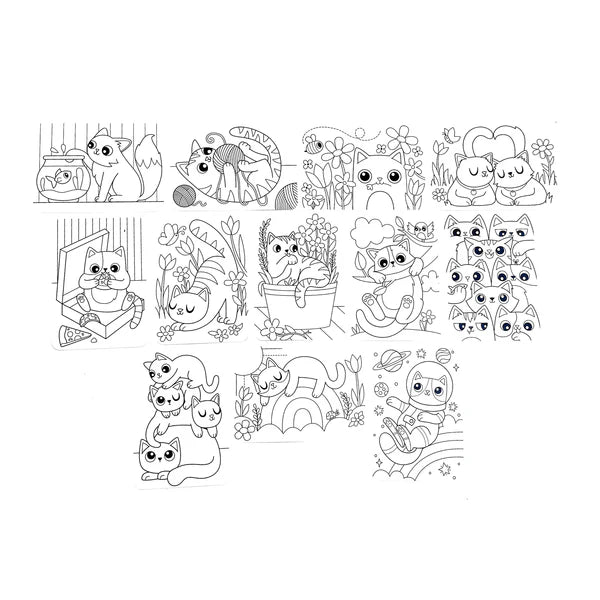 Undercover Art Hidden Pattern Colouring Cards- Smitten Kittens