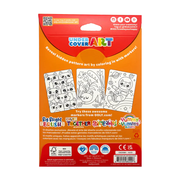 Undercover Art Hidden Pattern Colouring Cards- Smitten Kittens