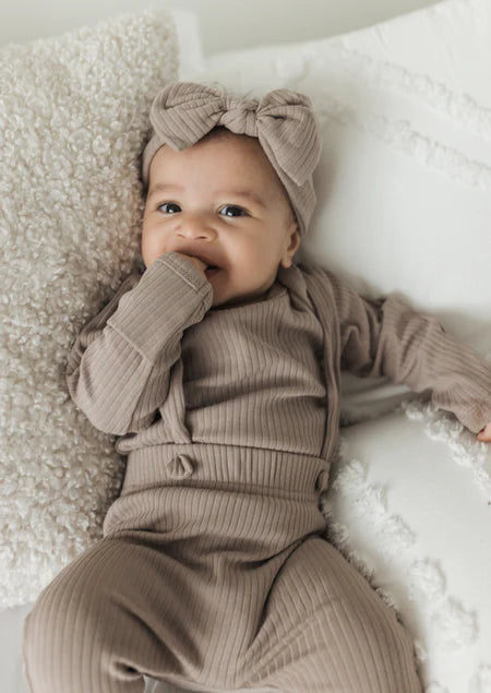 Organic Ribbed Bodysuit- Mushroom