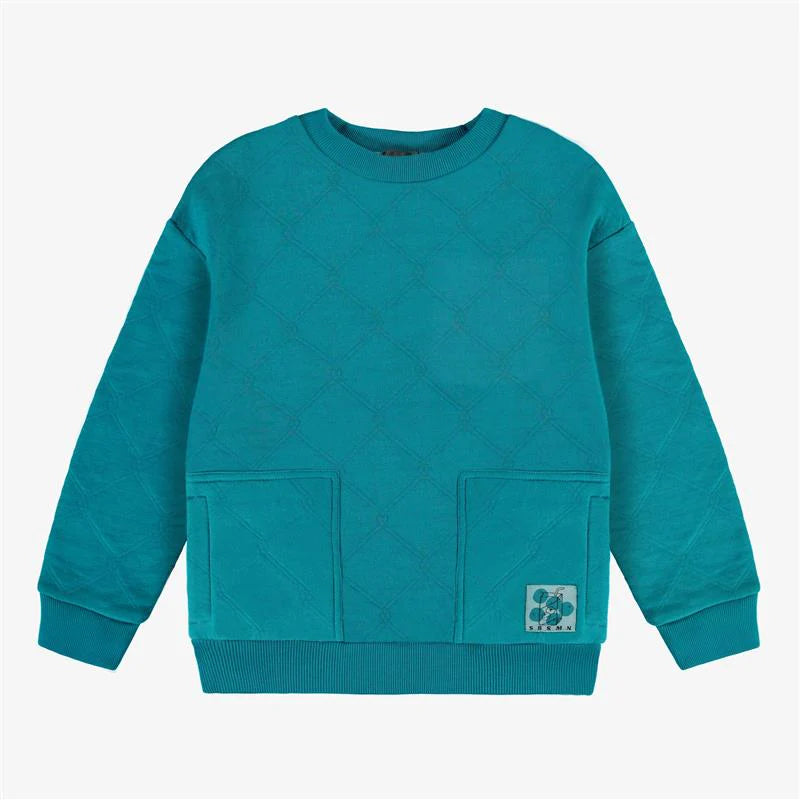 Quilted Turquoise Kids Jersey Sweater