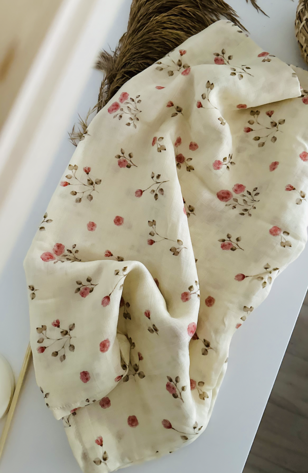 Bamboo Muslin Swaddle Blanket- Rosebud