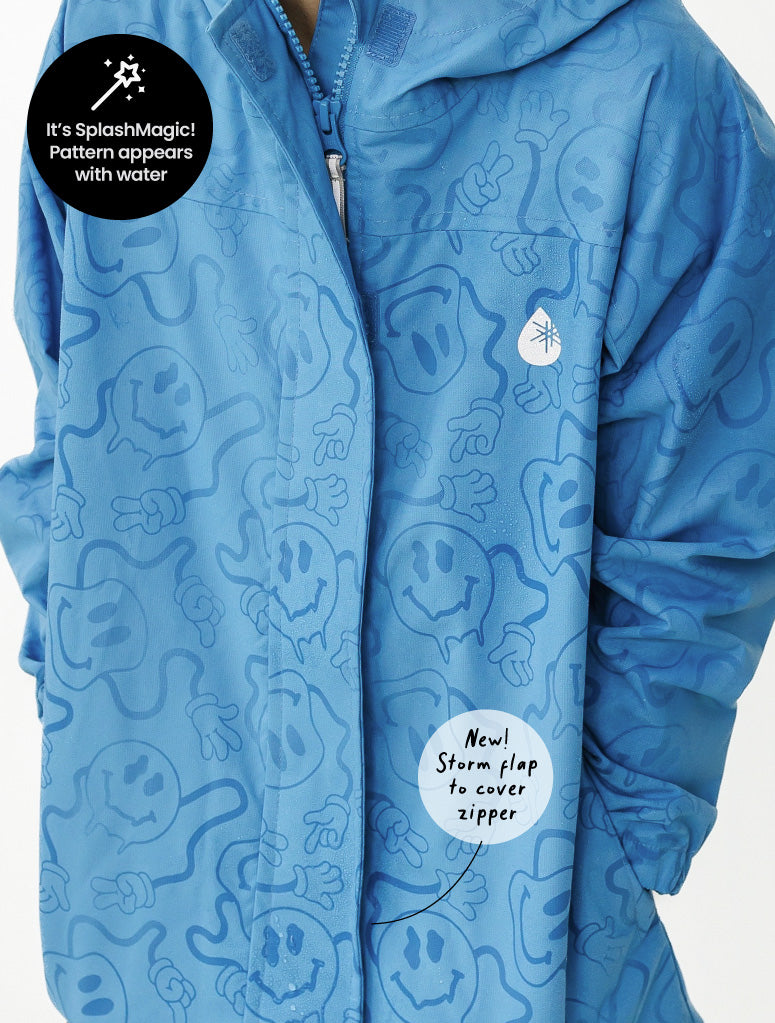 SplashMagic Rainshell Jacket- Tide Blue/Smiley