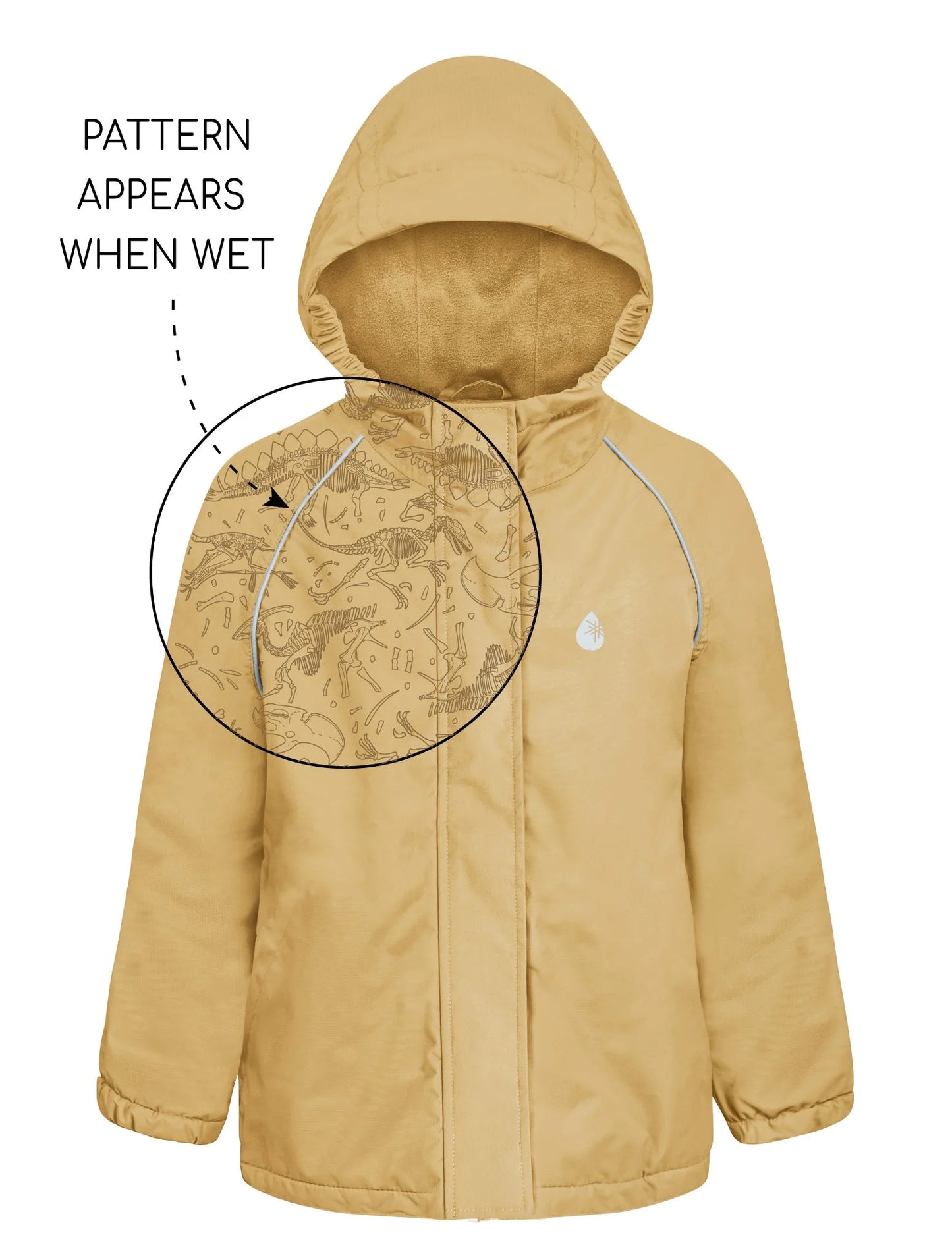 SplashMagic Fleece-Lined Waterproof Jacket- Sand/Dino Bones