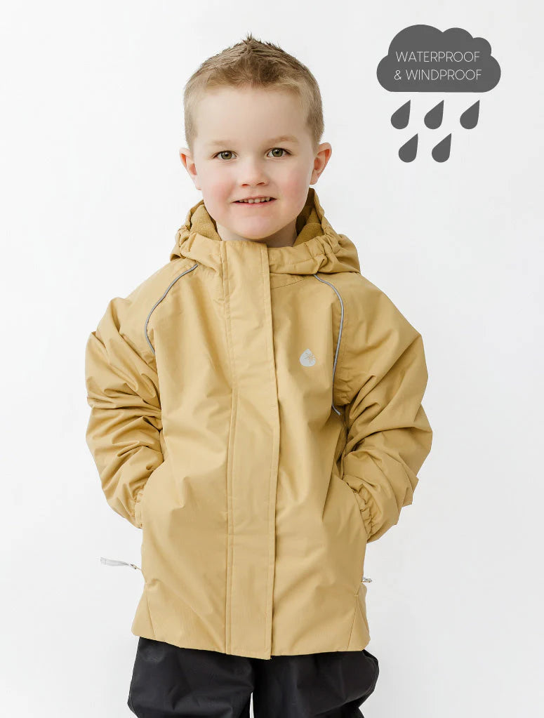 SplashMagic Fleece-Lined Waterproof Jacket- Sand/Dino Bones