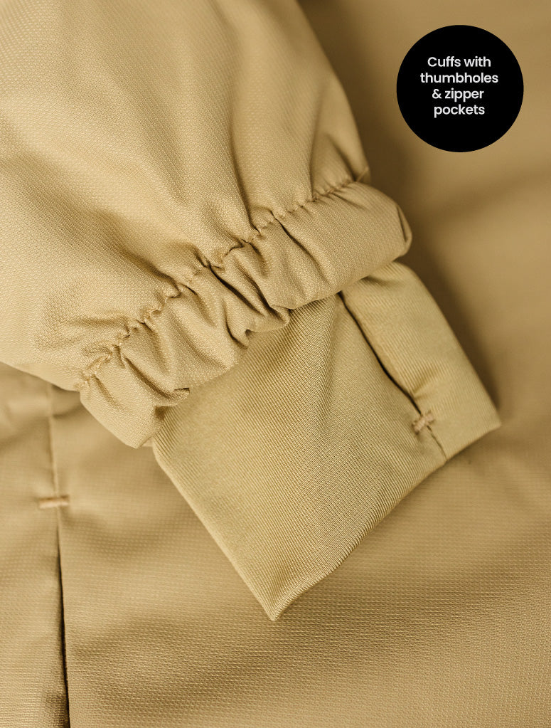 SplashMagic Fleece-Lined Waterproof Jacket- Sand/Dino Bones